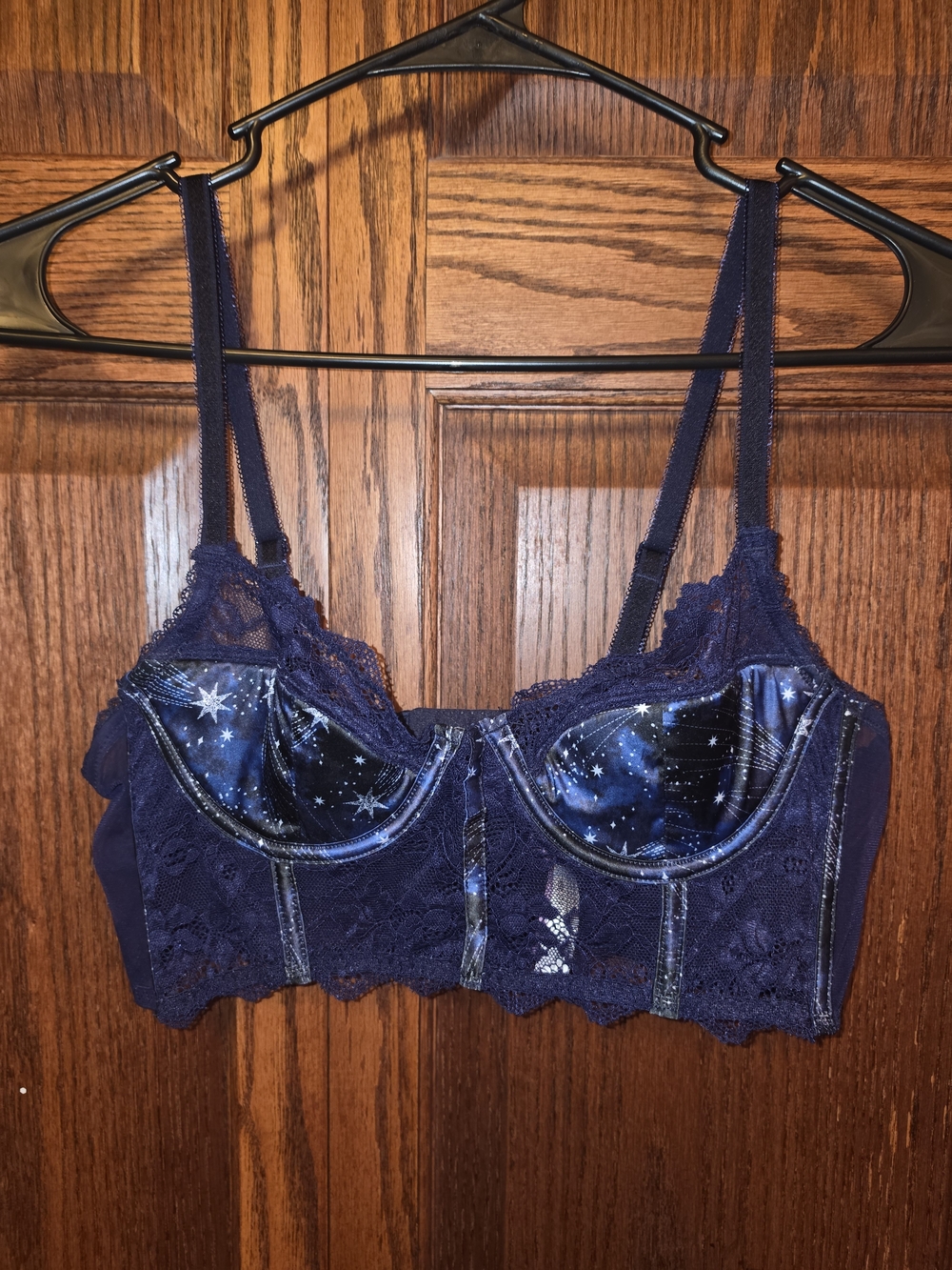 Adore Me Navy Star Print Lace Underwire Bra